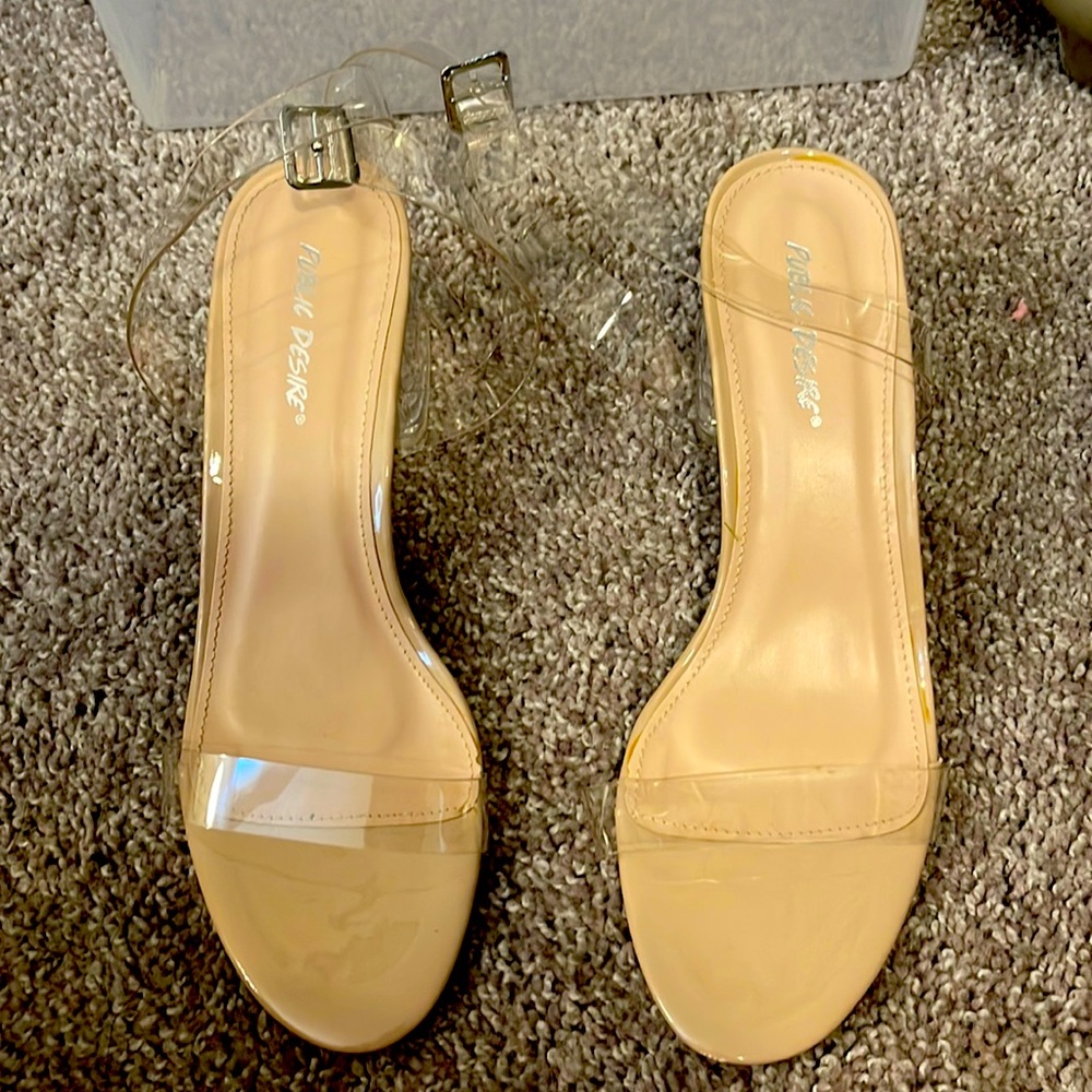 Clear Comfy Block Heel Shoes